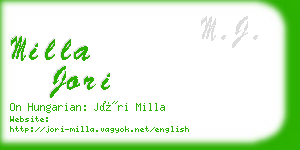 milla jori business card